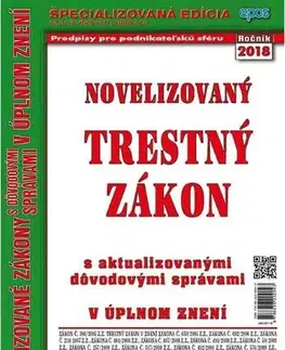 Zákony, zbierky zákonov Novelizovaný trestný zákon 1/2018
