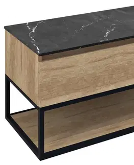 Kúpeľňový nábytok SAPHO - SKARA umývadlová skrinka 90x50x45cm, čierna mat/dub alabama CG006-2222