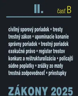 Ekonómia, manažment - ostatné Zákony II. B / 2025 - Trestné právo, súdne spory a exekúcie