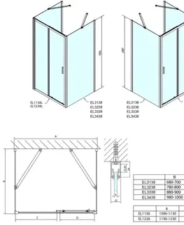 Sprchovacie kúty POLYSAN - EASY sprchový kout tri steny 1200x800, L/P varianta, sklo Brick EL1238EL3238EL3238