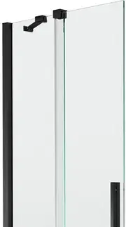 Sprchové dvere MEXEN/S - Velar Dvojkrídlová posuvná vaňová zástena 70 x 150, transparent, čierna 896-070-000-01-70
