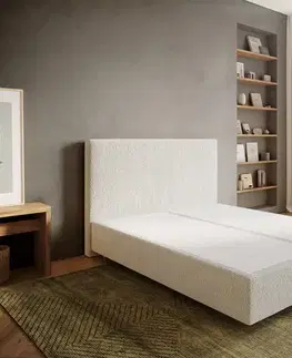 Postele Boxspring DELIFE Boxspring posteľ Dream-Well 160x200 cm bouclé krémovo biela