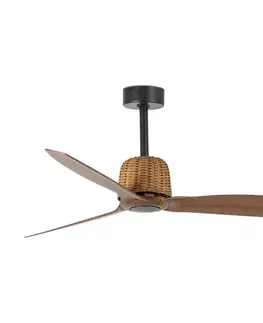 Ventilátory FARO Barcelona FARO 33435-Stropný látor WEAVER M pr. 128 cm hnedá/čierna + diaľkové ovládanie 33435