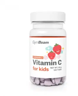 Vitamín C GymBeam Vitamín C, tablety na cmúľanie pre deti jahoda