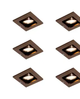 Zapustené svietidlá Sada 6 moderných zapustených bodových svetiel tmavý bronz nastaviteľné - Qure