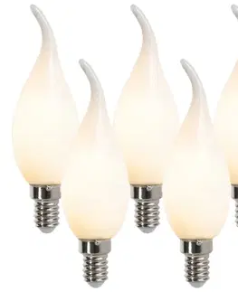 LED osvetlenie Sada 5 stmievateľných LED žiaroviek s vláknom sviečky E14 F35 matné 3W