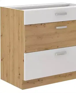 Kuchynské skrinky stojace Skrinka do kuchyne ARTISAN biela lesklá 80D 3S BB