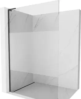 Sprchové dvere MEXEN/S - Kioto L Sprchová zástena WALK-IN 70 x 200, transparent/dekor, čierna 800-070-103-70-35