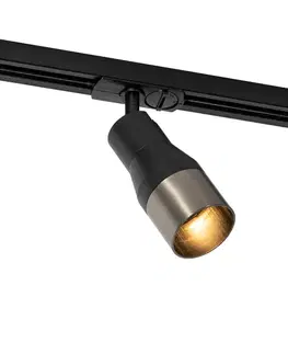 Koľajnicové svetelné systémy Moderný bodový reflektor čierny s gunmetalom pre 1-fázový koľajnicový systém GU10 50mm - Iconic Kohua