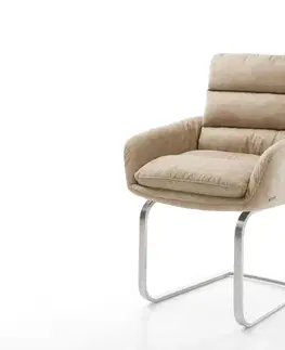 Jedálenské stoličky DELIFE Jedálenská stolička Abelia-Flex s opierkami mikrovlákno béžová vintage jedálenská stolička plochý nerezová oceľ