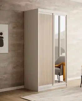 Šatníkové skrine ArtAdrk Šatníková skriňa  DELIA | biela/dub artisan 120 cm
