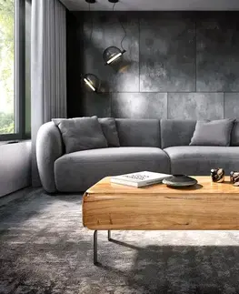Konferenčné stolíky DELIFE Konferenčný stolík Shavani 100x50 cm akácia prírodná 1 zásuvka podstava v tvare L kov čierna