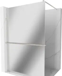 Sprchové dvere MEXEN/S - Kioto+ Sprchová zástena WALK-IN s poličkou a držiakom uterákov 100 x 200, zrkadlová, nikel kartáčovaná 800-100-121-97-50