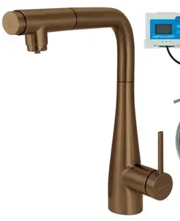 Kúpeľňové batérie DEANTE - Eridan batéria kuchynská brúsený bronz, so sadou na filtráciu vody, s vyťahovacou hubicou; BREFC75M
