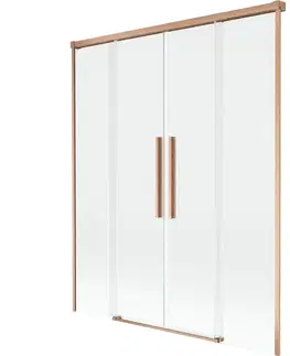 Sprchové dvere MEXEN/S - Rox vaňová zástena 2-krídlová posuvná 150 x 150, transparent, meď kartáčovaná 8C9-150-002-65-00