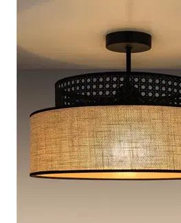 Svietidlá  Prisadený luster BOHO 1xE27/60W/230V pr. 40 cm čierna/ratan 0647