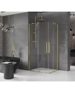 Sprchovacie kúty MEXEN/S - Velar Duo štvorcový sprchovací kút 100 x 90, transparent, zlatá kartáčovaná 871-100-090-02-55