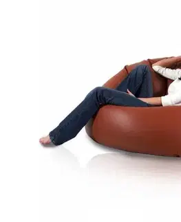 Sedacie vaky a kocky Sedací vak guľa Maxi ekokoža TiaHome - svetlo hnedá