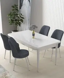 Jedálenské sety Dining Table & Chairs Set (5 Pieces) Nil - White, Fume