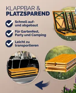 Záhradný pivný set - stôl a lavica Záhradný pivný set 220 cm skladací