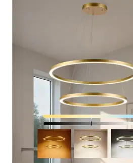 Svietidlá BRILAGI - stmievateľný LED závesný luster na lanku PORTOFINO LED/98W/230V pr. 80 cm zlatý +DO BRI514