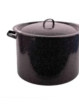 Hrnce Kinekus Hrniec s pokrievkou, smaltovaný, 45 cm/53 L, čierny prskaný