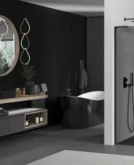 Sprchové dvere MEXEN/S - Kioto L Sprchová zástena WALK-IN 110 x 200, grafit, čierna 800-110-103-70-40
