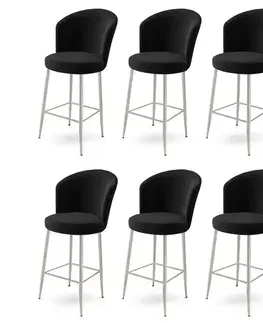 Barové stoličky Bar Stool Set (6 Pieces) Fora - Black, Chrome