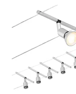 Svietidlá Paulmann 94442 - Sada 5× GU5,3/10 W Kompletný lankový systém SALT 230 V, matný chróm 94442