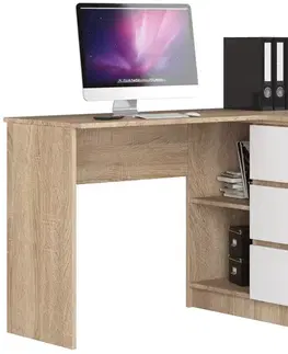 Písacie stoly Moderný písací stôl HERRA124P, dub Sonoma / biely
