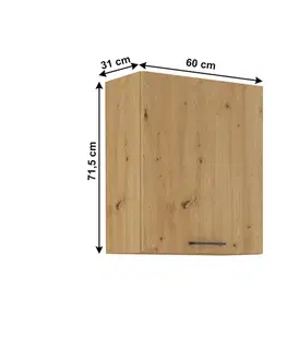 Kuchynské horné skrinky KONDELA Monro 60 G-72 1F horná kuchynská skrinka dub artisan