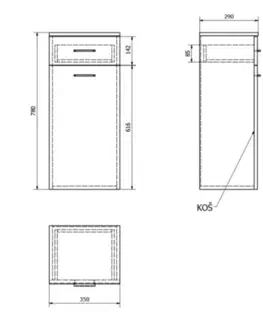 Kúpeľňový nábytok AQUALINE - ZOJA/KERAMIA FRESH skrinka spodná s košom 35x78x29cm, biela 50261