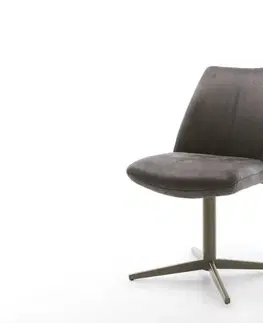 Jedálenské stoličky DELIFE Otočná jedálenská stolička Elso-Flex mikrovlákno antracit vintage podstava titánový efekt 360° otočný vrecková pružina