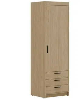 Šatníkové skrine Skriňa Elena 1D 3S dub olejovaný