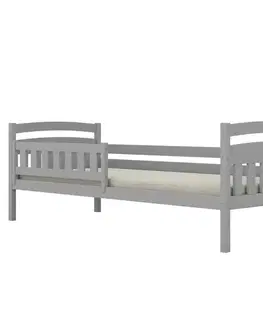 Postele pre dievčatá Posteľ Tosia štandard + zábrana 90x200 sivá