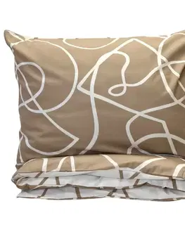 Obliečky Obliečky bavlnené Merlot hnedé TiaHome - 2x Vankúš 90x70cm, 1x Paplón 200x220cm