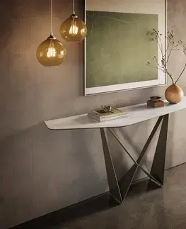 Konzolové stolíky DELIFE Konzolový stolík Edge polygonálny 180×50 cm keramika onyx perla Spios kov titánová farba