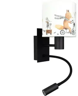 Svietidlá BRILAGI - LED flexibilná lampa BOBO 1xE27/25W/230V + LED/3W čierna/biela/s motívom zvieratiek BG1558+BG5578