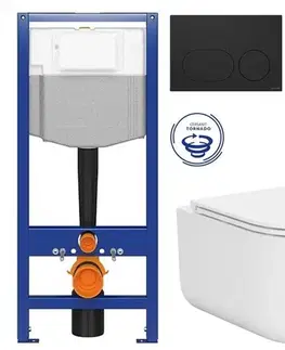 Závesné wc sety CERSANIT/S - CERSANIT predstenový inštalačný systém s čiernym tlačidlom K97-0637 + WC CERSANIT INTRO PRO OVAL /vírivé splachovanie/ + sedadlo K97-526 0637 IR1