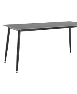 Jedálenské stoly KONDELA Florenc Typ 2 jedálenský stôl 160x80 cm sivý mramor / čierna