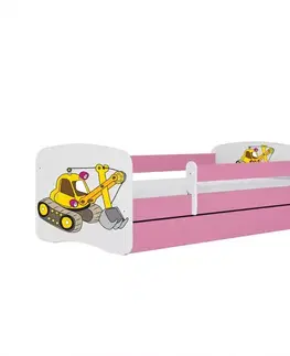 Postele pre dievčatá Detská Posteľ. Babydreams+Sz+M Ružová 70x140 Rýpadlo
