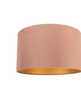 Tienidlo na lampu Zamatové tienidlo ružové 35/35/20 so zlatým interiérom