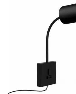 Svietidlá  08295L - Nástenné svietidlo s USB PUNTO 1xGU10/9W/230V čierne 08295L