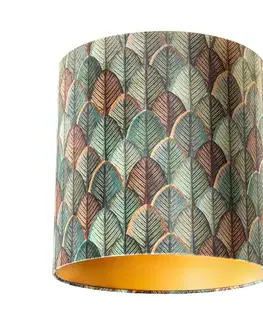 Tienidlo na lampu Zamatový tienidlo na lampu s dizajnom listov a zlatým vnútorným povrchom 40/40/40