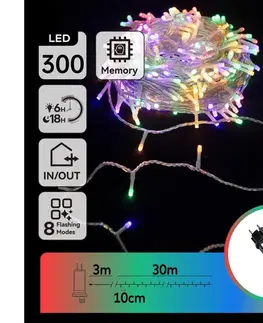 LED osvetlenie  B.V.  - Vonkajšia LED svetelná reťaz 300 LED/8 funkcií 33 m IP44 viacfarebná B103031PB