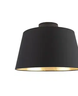 Stropné osvetlenie Stropné svietidlo s bavlneným tienidlom čierne so zlatom 32 cm - Combi Black