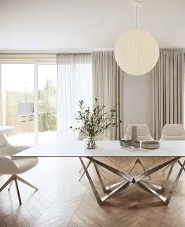 Jedálenské stoly DELIFE Jedálenský stôl Edge 300x100 cm keramika Laminam® Statuarietto biela Spider plochá nerezová oceľ