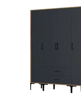 Šatňové skrine Šatníková skriňa Kumsal STS - Walnut, Anthracite