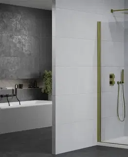Vane MEXEN/S - Pretoria otváracia sprchovací kút 70x90, číre sklo, zlato + vanička 852-070-090-50-00-4010