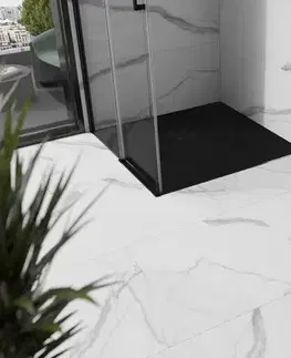 Vane MEXEN/S - Stone+ štvorcová sprchová vanička 80 x 80, čierna, mriežka čierna 44708080-B